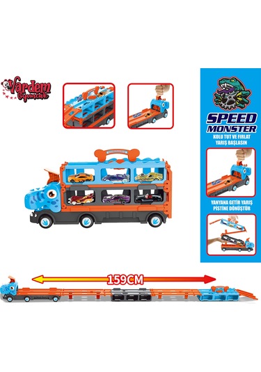 Vardem Oyuncak Parkurlu Araba Fırlatan Dinazor Mavi Mavi