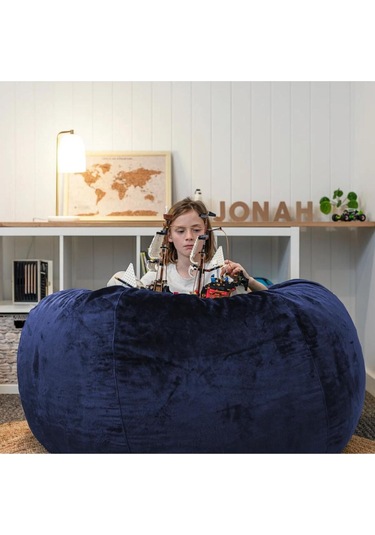 Good Night 12 Renk Gök Kuşağı Puf Armut Koltuk 100x100x50cm Lacivert