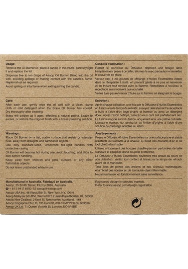 Aesop Brass Oil Burner Masif Pirinç, Yağ Buhurdanlık