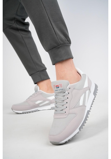 Muggo Elvis Unisex Ortopedik Günlük Garantili Yürüyüş Koşu Sneaker Spor Ayakkabı Gri