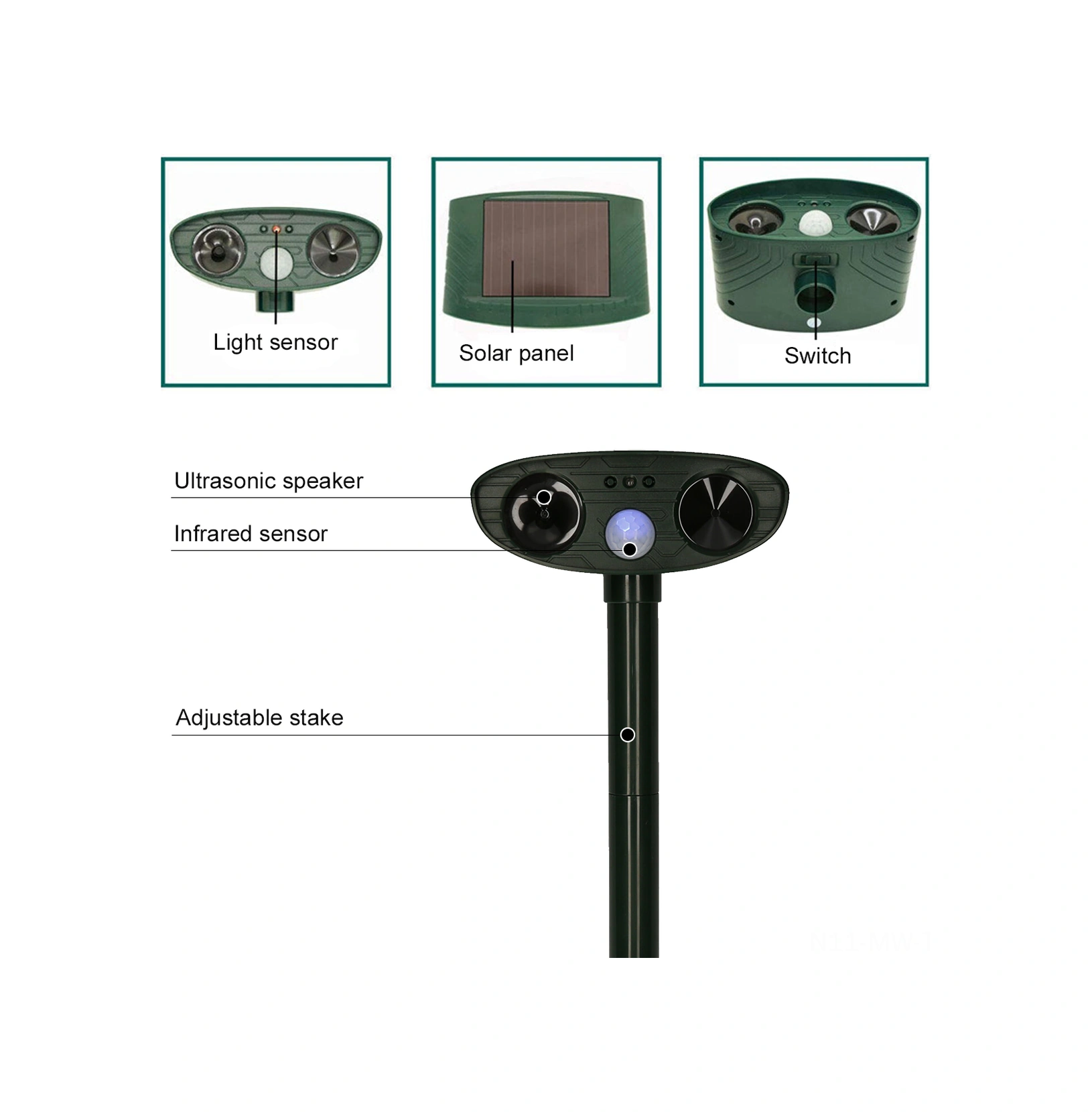 Moveevo Güneş Enerjili Dış Mekan Ultrasonik Hayvan Kovucu, Pır Sensörlü Sıçan Ve Haşere Uygulayıcı, 400-1000hz Frekans Aralığı