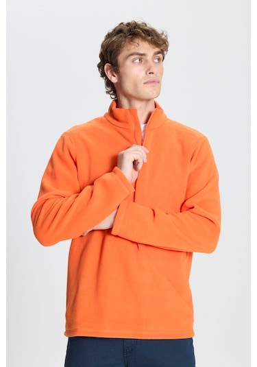 AC&Co / Altınyıldız Classics Anti-Pilling Tüylenme Yapmayan Bato Yaka Erkek Polar Sweatshirt 4A5221100016TRNXXL Turuncu