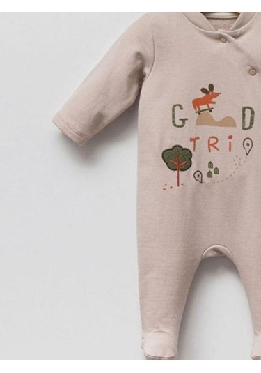 Erkek Bebek Öncen Çıtçıt Kapamalı Patikli Tulum-14941 Taş