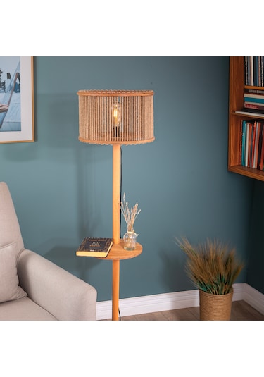 Jüt Serisi Jütopia Raflı Jüt Halatlı Ahşap Lambader