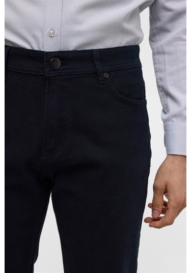 Süvari Lacivert Slim 5 Cep Kalıp Düz Pantolon Lacivert
