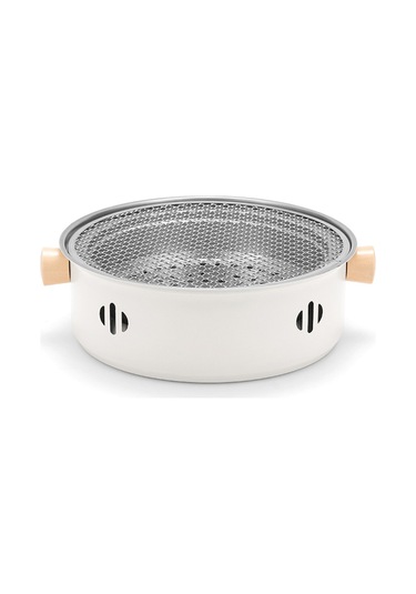 Vkemall Açık Paslanmaz Çelik Barbekü Sobası Kamp Kömür Sobası Taşınabilir Yuvarlak Çay Ocağı Ev Tipi Bölünmüş Barbekü Sobası Beyaz Beyaz