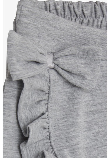 Breeze Kız Çocuk Şort Etek Fiyonklu Fırfırlı 1.5-5 Yaş, Gri Melanj-gri Melanj Gri Melanj