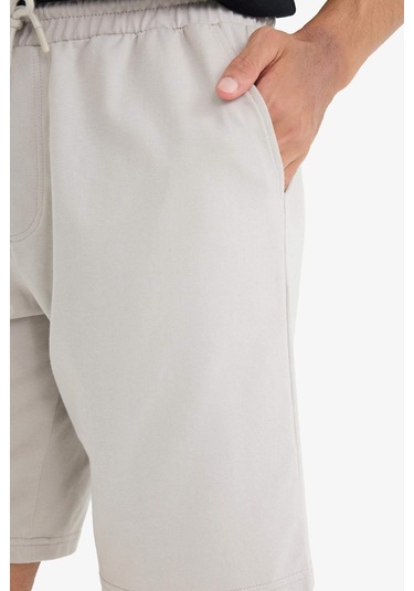 Defacto Slim Fit Dar Kesim Cepli Pamuklu Basic Düz Bermuda Şort W1105az25spbg170 Bej