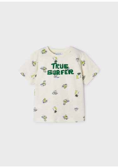 Mayoral Erkek Çocuk Baskılı Tshirt KREM