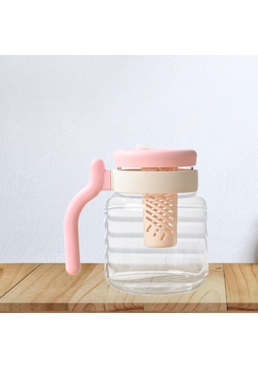 Suntek Demlikli Cam Çay Bardağı 950ml Ev Egzersiz Pembe