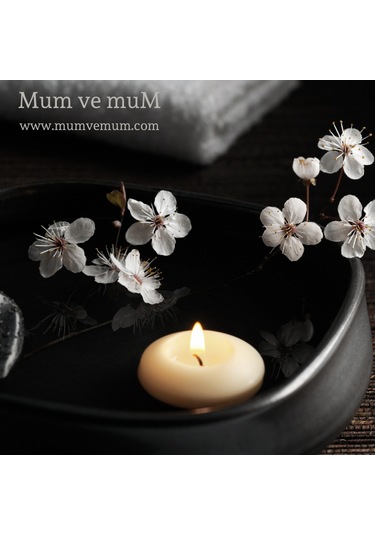 12 Li Çap 5 Cm Krem Yüzen Mum Krem