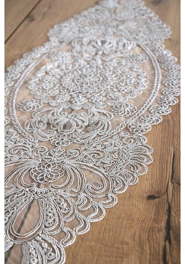 Dantel Kordon Örme Detay Masa Runner Fiskos Örtüsü 100x35 Cm 1007-dantel