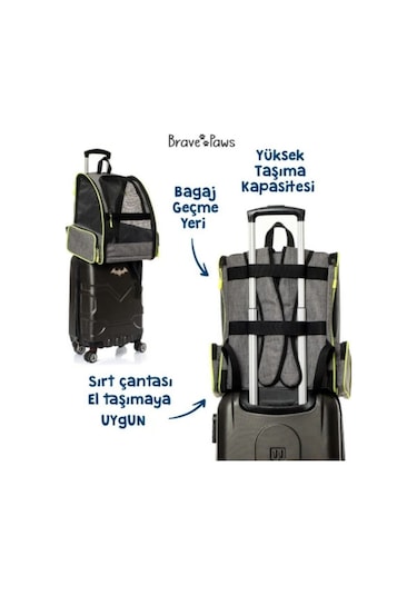 Brave Paws Sp Kedi Köpek Çantası Yıkanabilir Ve Hava Alan Piramit Model Siyah