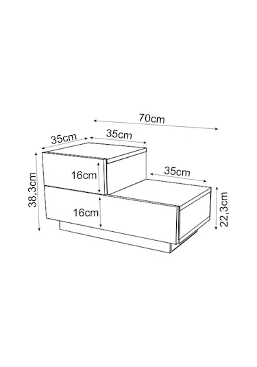 Kayra Kmd002 Led Işıklı Komodin 2 Çekmeceli Modern Tasarım Ahşap Siyah