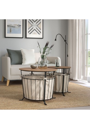 Saklama Bölmeli Sehpa, Siyah-kahverengi, 60 Cm Siyah