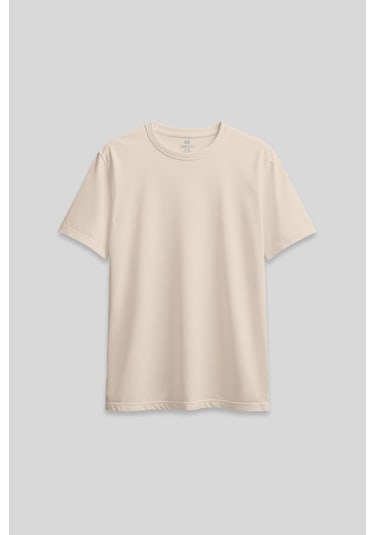 Tommylife Bej O Yaka Standart Fit Basic Kadın T-shirt - 97311