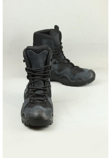 Pars Power Long Outdoor Tactical Hakiki Deri Su İtici Özellikli Askeri&polis Özel Harekat Botu-10984-Siyah Nubuk Siyah