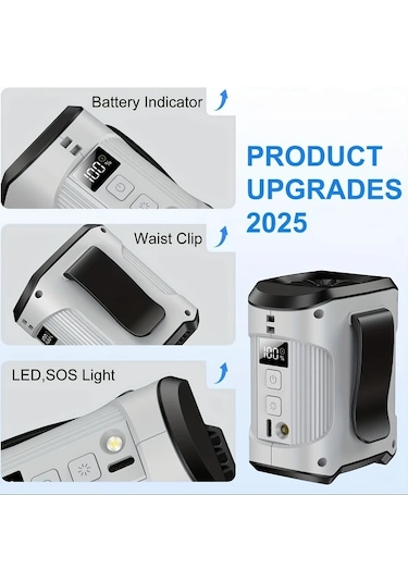 Xuweiwei Siyah Taşınabilir Hızlı Soğutma Fanlı Güç Bankası Şarj Edilebilir Batarya El Feneri Kamp Ofis Kullanımı