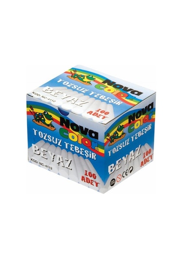 Nova Color NC-4112 Tozsuz Tebeşir 100'lü Beyaz