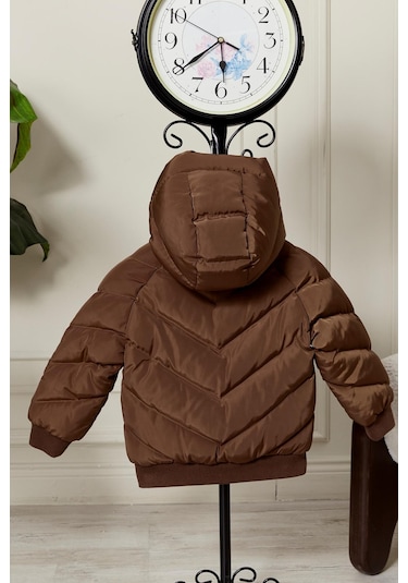 Benitto Kids Erkek Bebek Kapüşonlu Kışlık Mont 51332 Kahve