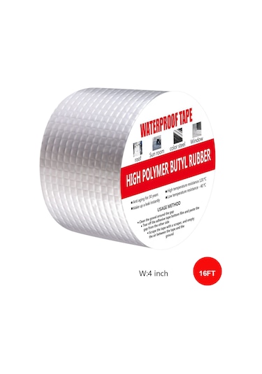 Honmex Alüminyum Folyo Butil Bant - Su Geçirmez, Yüksek Sıcaklık Dayanıklı, Otomatik Yapışkan - 10cmx5m, 1.0mm Kalınlık, İngilizce Paket