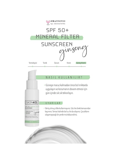 Spf50 Mineral Filtre Güneş Kremi 50 Ml