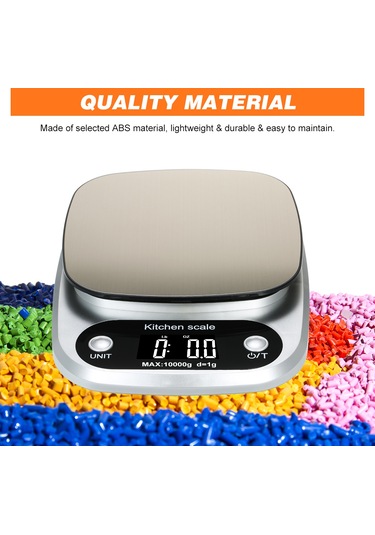 Symbee Güçlü Ev Fırıncı Dijital Terazi - 10kg/1g Hassasiyetli, Su Geçirmez, Taşınabilir, Gümüş Renk, Pil Dahil Değil Gümüş