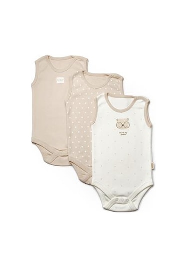 Ebek 3lü Askılı Badi Kutu Set %100 Organik Pamuk, Bebek Ve Yenidoğan Serisi -csy8119 Ekru-vizon Ekru - Vizon