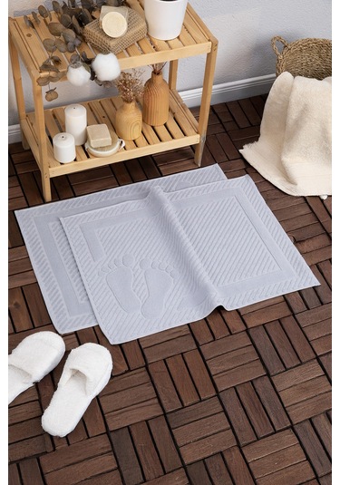 Leoline %100 Pamuk Premium 2'li Ayak Havlusu - Gri Gri