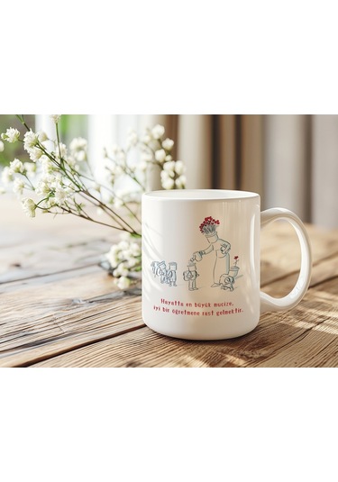 Öğretmenler Günü Kupa Bardak Hayatta En Büyük Mucize İyi Bir Öğretmene Rast Gelmektir Yazılı Beyaz