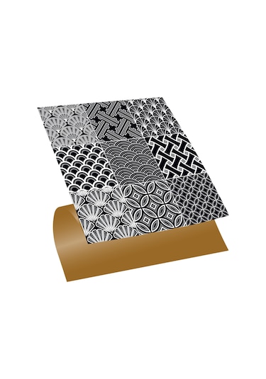 Tink KENDİNDEN YAPIŞKANLI SİYAH BEYAZ KARMA DESENLİ PVC KARO 30X30 CM