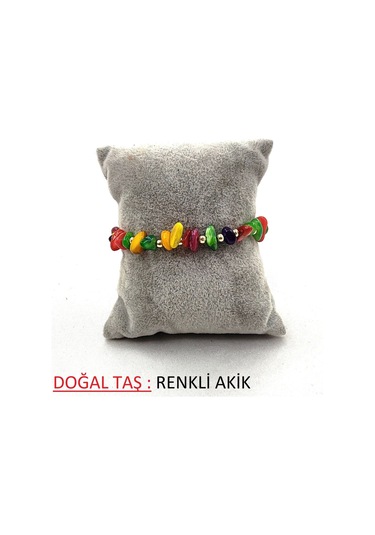 Kırık Doğal Taş Ayarlanbilir Bileklik Çok Renkli