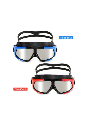 Geeksen Siyah-mavi Elektrokaplamalı Büyük Lenslü Y1 Yüzük Gözlüğü - Anti-parıltı, Su Geçirmez, Geniş Görüş Alani, Dayanıklı Pc Ve Silikon Malzemeyle Outdoor Dalış İçin Siyah - Mavi