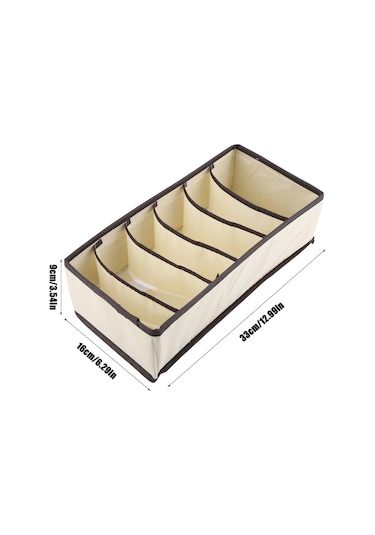 Yuntech01 Bej 8 Bölmeli Katlanabilir Giyim Organizasyon Kutusu - Sütyen, Çorap, Kravat İçin Dayanıklı Polyester+nilon Depolama Kutusu Diğer