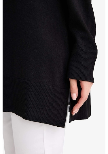 Defacto Regular Fit Bisiklet Yaka Yırtmaçlı Basic Düz Tunik H3431az25wnbk27 Siyah