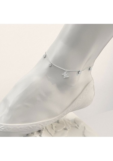 İndigo Takı Minik Kelebek Beyaz Gümüş Halhal Çok Renkli