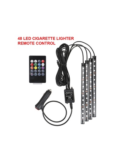 48 Led Araç İçi Ayak Altı Led Işık Kumandalı Müziğe Duyarlı Çakmaklık Girişli Çok Renkli Araç İçi Aydınlatma 1 Adet