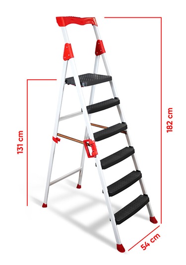 Elegance 5+1 Geniş Basamaklı Kolay Taşıma Aparatlı Merdiven Kaliteli Paslanmaz 5+1 Basamaklı