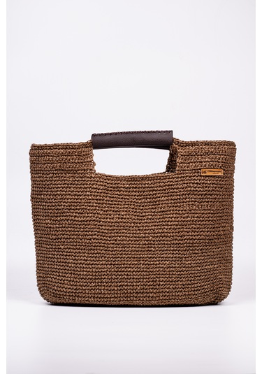 Fabric Craft Bag El Çantası Kağıt İp Örgü Acı Kahverengi