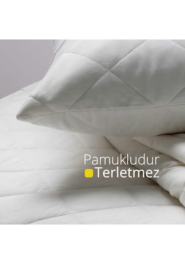 4'Lı Kapitoneli Yastık Koruyucu %100 Pamuk Fermuarlı Kapitone