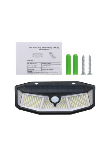 Tomshine Dış Mekan Güneş Duvar Lambaları 308led Pır Hareket Sensörü Işığı 270 Geniş Aydınlatma Açısı 3 Modlu Güvenli Gece Işığı Veranda Bahçe Araç Yolu Garaj Bahçe İçin Siyah