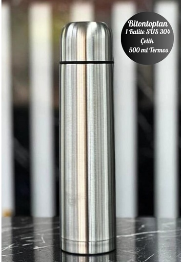 500 Ml Çift Katmanlı Sus 304 Çelik İnox Termos Süt-mama-kamp-piknik Termosu 12 Saate Kadar Sıcak Soğuk Tutma Gümüş