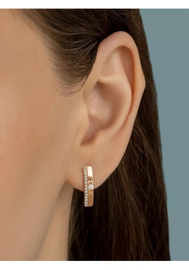 Veronika 925 Ayar Gümüş Küpeler, Altın Kaplama Ve Zirkon Taşlarıyla 135562705 Altın