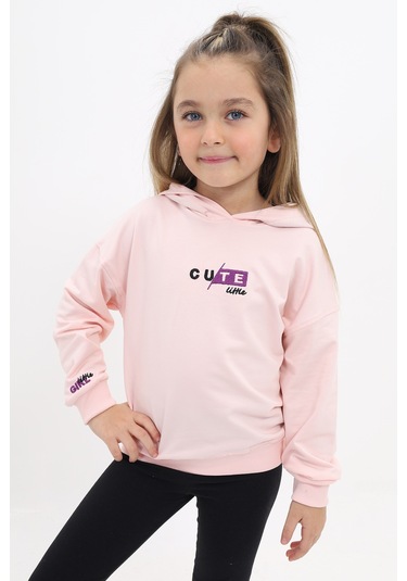 Toontoy Kız Çocuk Nakışlı Sweatshirt Pudra