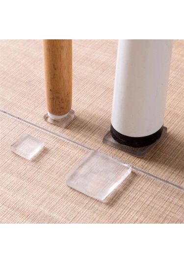 BUFFER® 4 Adet Silikon Şeffaf Koltuk Mobilya Masa Beyaz Eşya Yazı