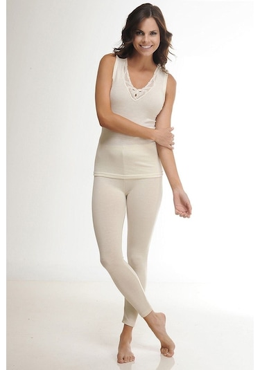 Içlik 306 Krem Kadın Likralı Yün Içlik Termal Tayt 001