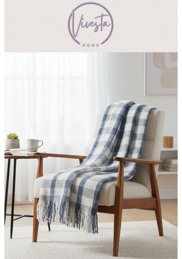 Scotch Battaniye 180 220 Cm Lüks, Yumuşacık Ve Sıcak Tutucu Konfor Battaniyesi Mavi - Beyaz