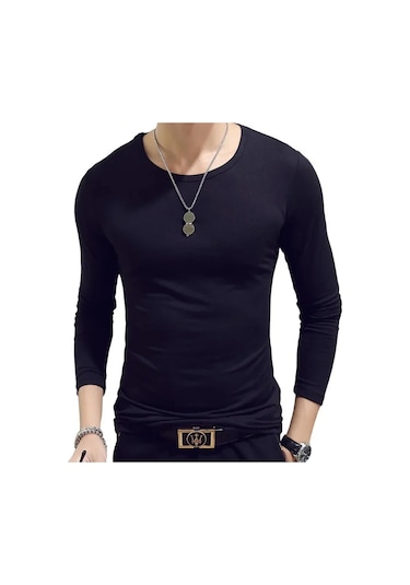 Snapbuy 2023 Erkek Uzun Kollu V Yaka Gevşek Fit T-shirt Sonbahar Giyimyellow Yellow