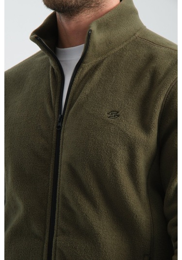 Shooter Sportswear Erkek Polar Sweatshirt Kışlık Standart Fit Outdoor Karyoka Dikiş Detaylı Haki