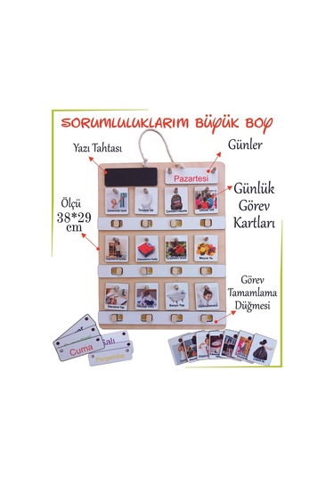 Ankebut Montessori Büyük Boy Sorumluluk Alma Beceri Ve Görev Tablosu Günlük Rutinim